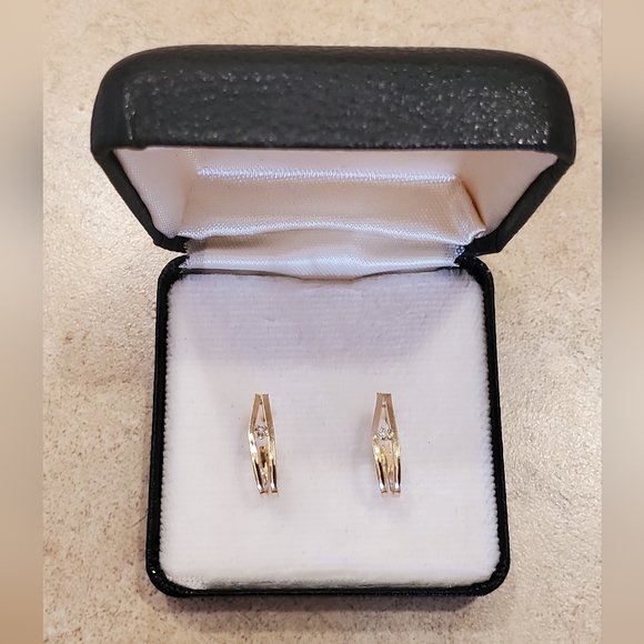 14K Gold Diamond Accent Earrings - Picture 3 of 14